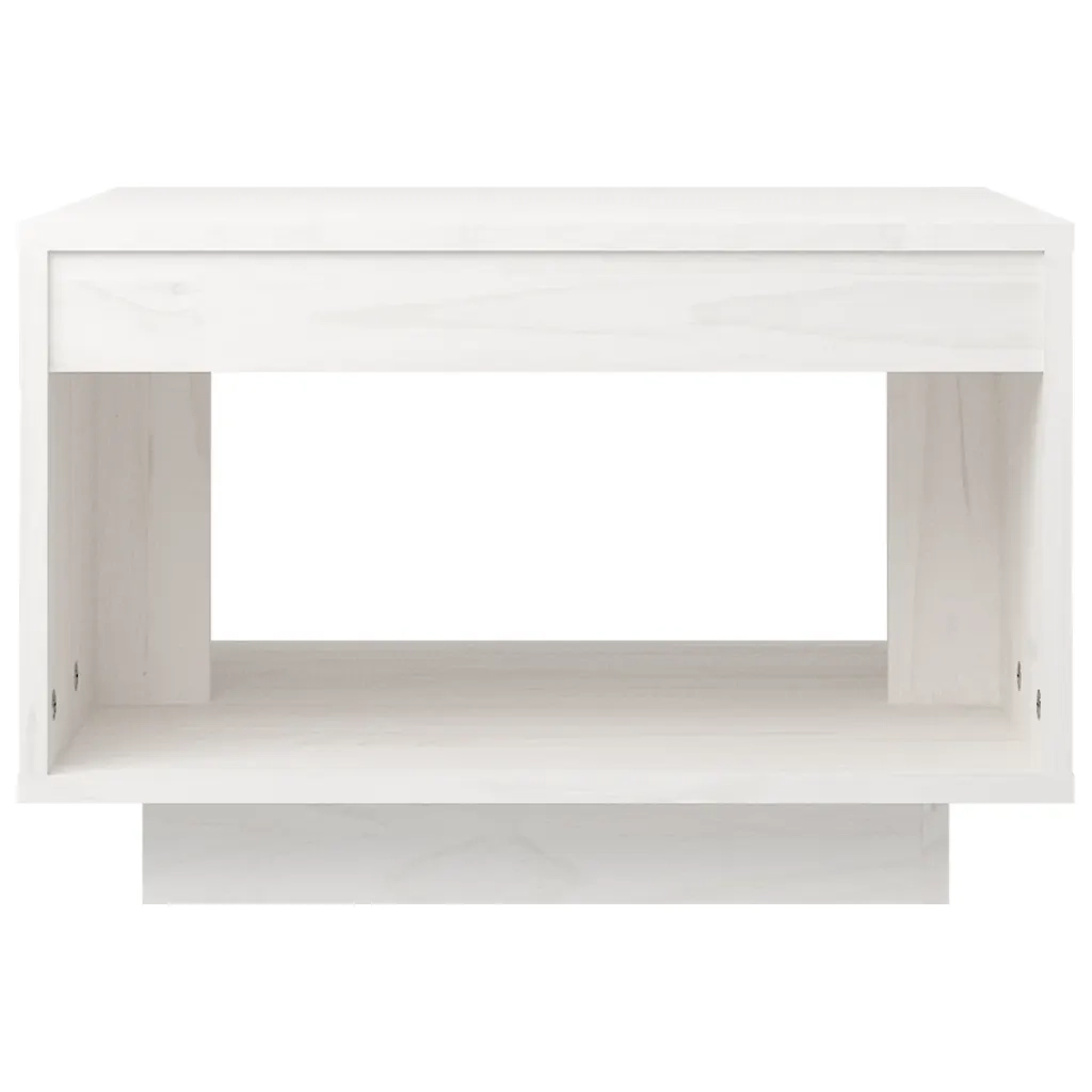 Tavolino da Salotto Bianco 50x50x33,5 cm Legno Massello di Pino