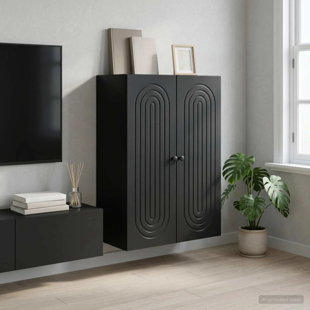 Mobiletto a muro Nero 66 x 34,5 x 90 cm Legno ingegnerizzato 898056