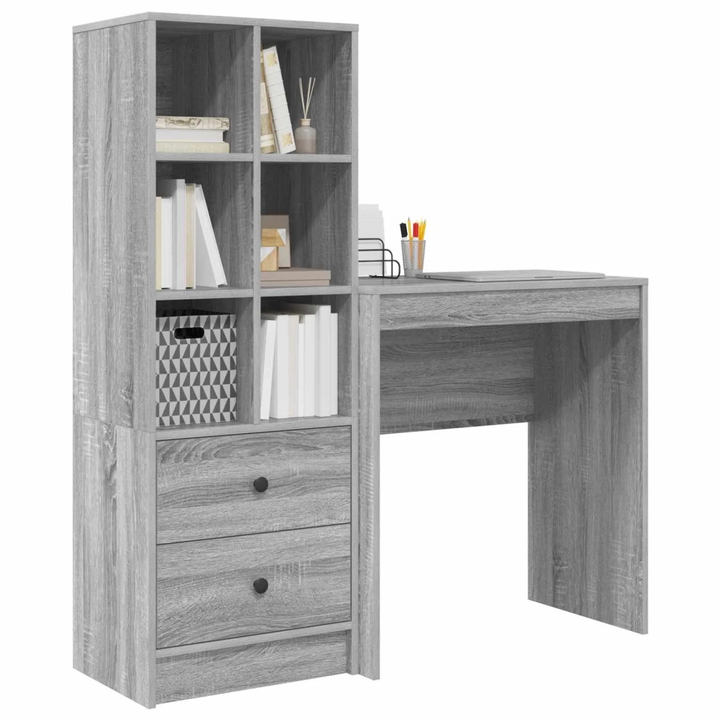 Scrivania con cassetto con lo scaffale 2 pcs Grigio Sonoma 3337310
