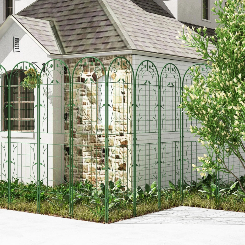 Pacco da 4 di traliccio da giardino in metallo 180x50CM, Supporto decorativo per piante rampicanti rose Verde-Decorazioni da giardino