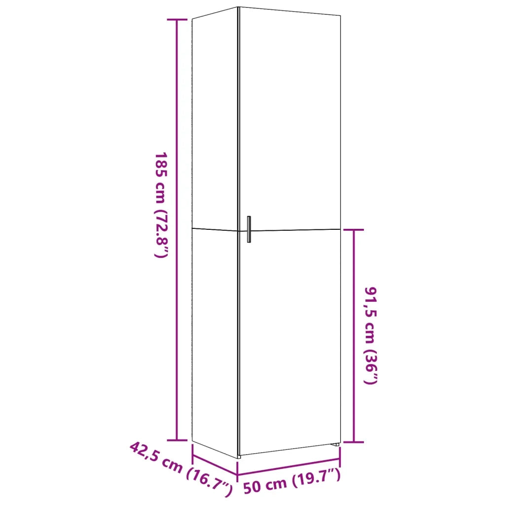 Credenza | Madia | Buffet da pranzo | Armadio da pranzo Rovere Fumo 50x42,5x185 cm in Legno Ingegnerizzato