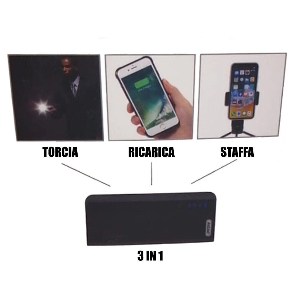 Trade Shop - Power Bank 10000mah Carica Batteria Portatile 3 Uscite Usb Per Smartphone Q-t67 -