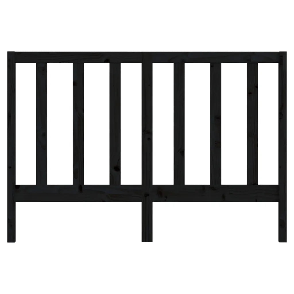 Testiera per Letto Nera 146x4x100 cm in Legno Massello di Pino 817694
