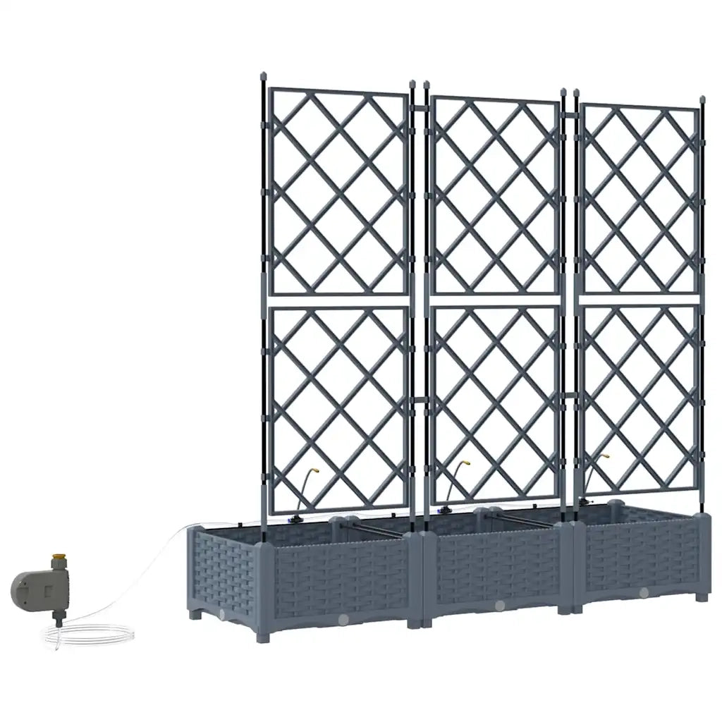 Fioriere | Cassetta per fiori | Vaso da giardino 3 pz Grigio Chiaro 120 x 40 x 126 cm Plastica