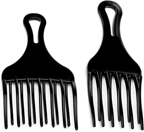 Afrokam grande - kam per capelli afro in plastica per lo styling e la rimozione dei nodi (nero)