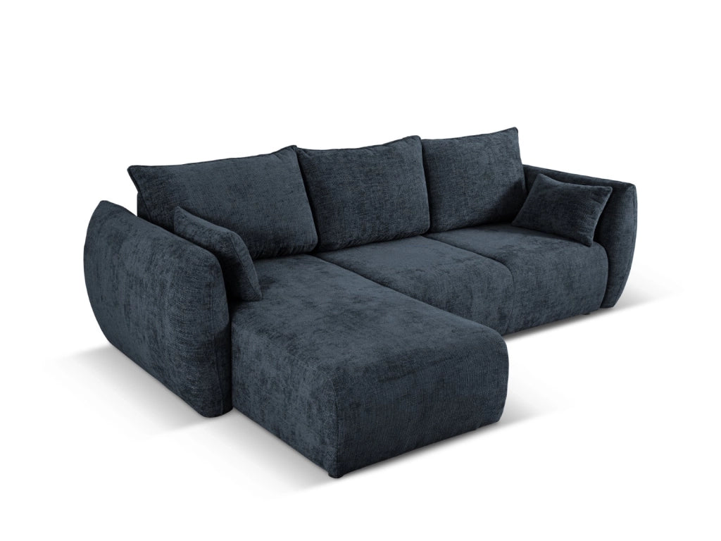 Cosmopolitan Design - Divano convertibile angolare sinistro con contenitore "Matera" 4 posti in ciniglia blu reale 