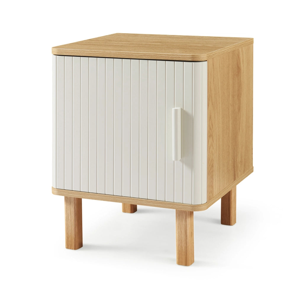Comodino Ferrersp Mobile Contenitore con Anta 50 x 40 x 40 cm - Effetto Rovere / Avena Oatmeal [en.casa]