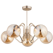 Plafoniera moderna oro con sfere ambra 5xE14 YUMA Alfa