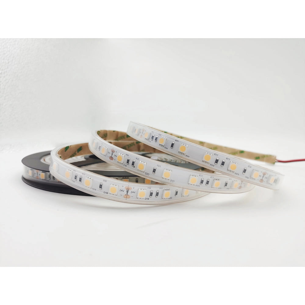 STRIP LED 5050 DC24V IN KAPTON E SILICONE 60 LED PER MT 14,4W PER MT 1314LM PER MT 6000K IP67 1,5X500X0,5CM