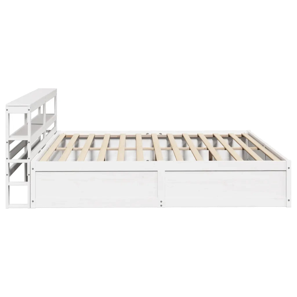 Giroletto con Testiera Bianco 200x200 cm Legno Massello di Pino