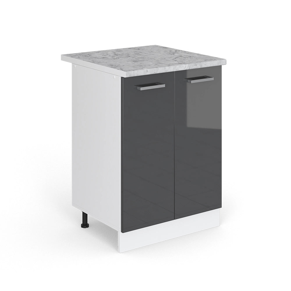 Vicco Base universale Antracite lucido 60 cm con ante, con piano di lavoro
