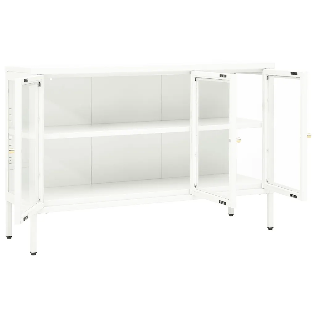 Credenza | Madia | Buffet da pranzo | Armadio da pranzo Bianca 105x35x70 cm in Acciaio e Vetro