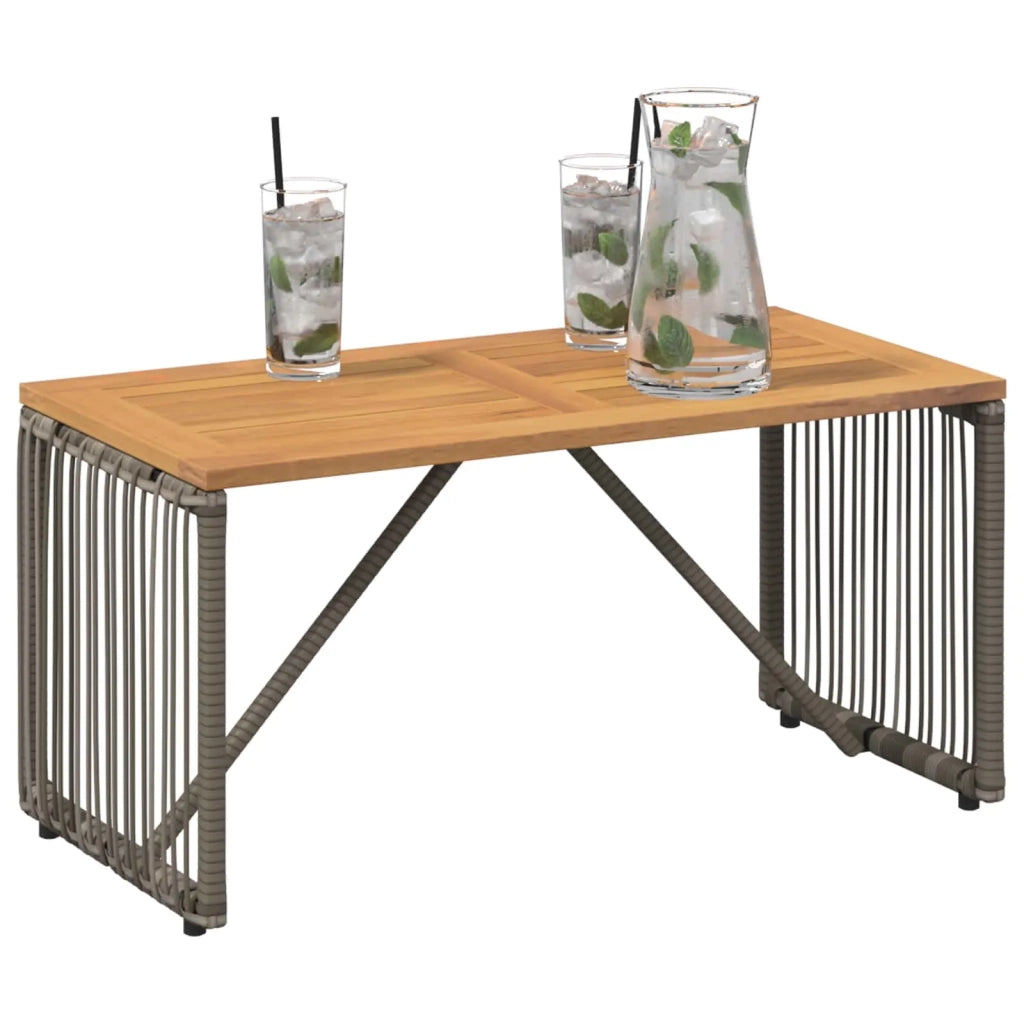 Tavolino da Giardino | Tavolo da Esterno Grigio e Marrone 80 x 40 x 40 cm polyrattan