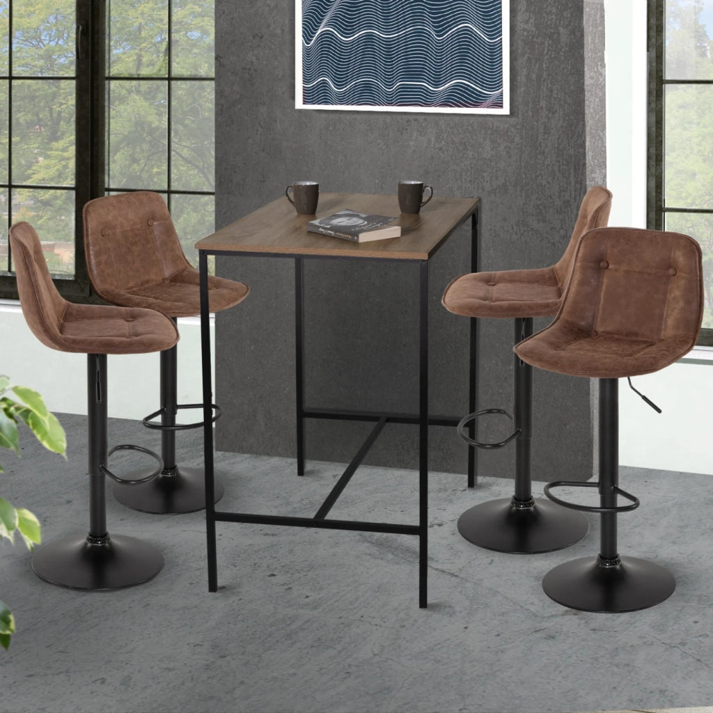 IDMarket - Set di 4 sgabelli da bar DENVER marrone vintage