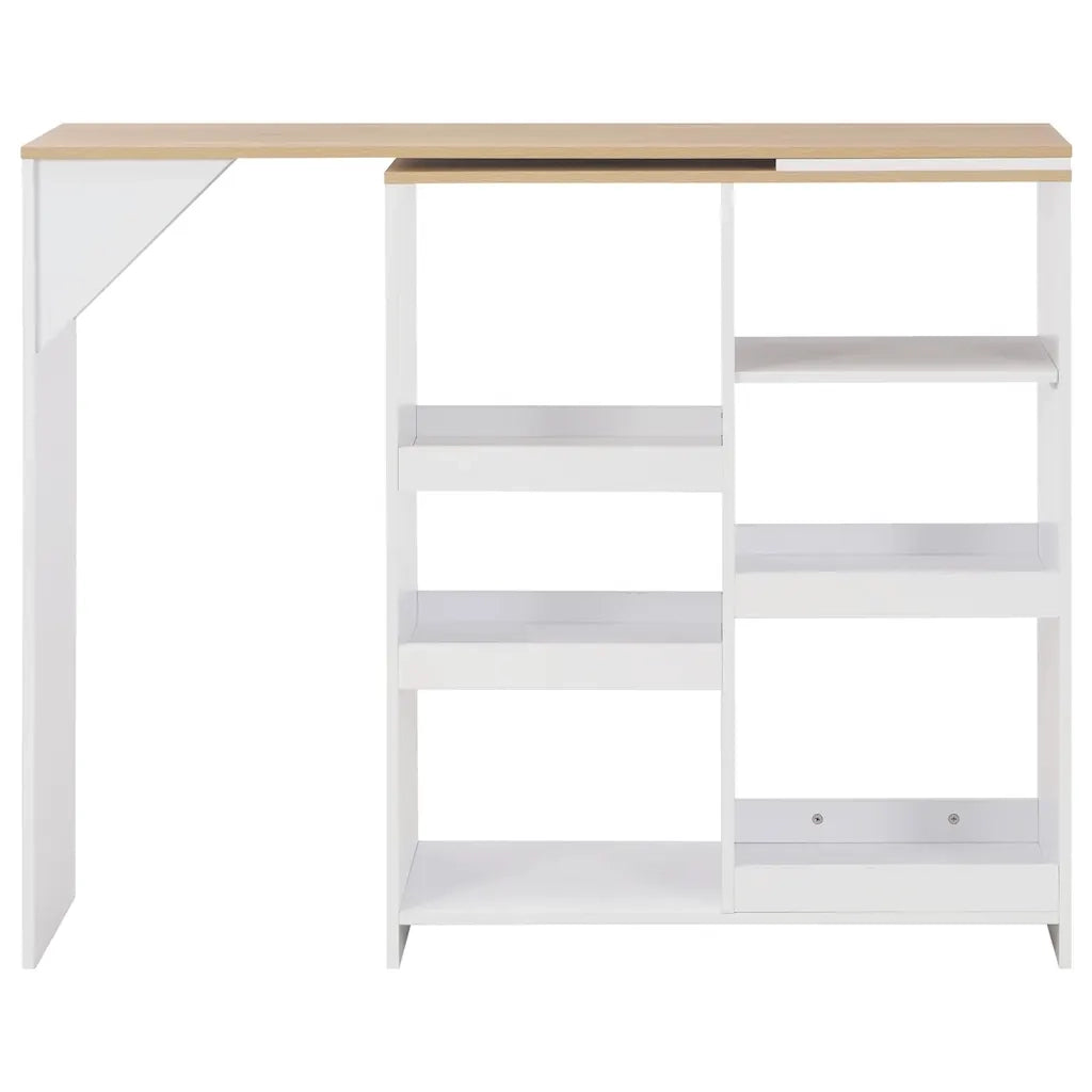 Tavolo da Bar con Scaffale Mobile Bianco 138x39x110 cm