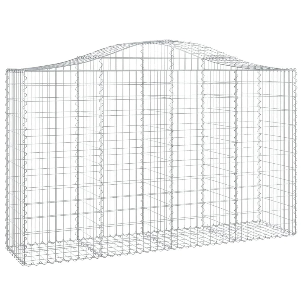 Cestini gabbioni recinzione a gabbia muro di contenimento ad arco 25 pezzi 200 x 50 x 120/140 cm ferro zincato argento 02_0040674