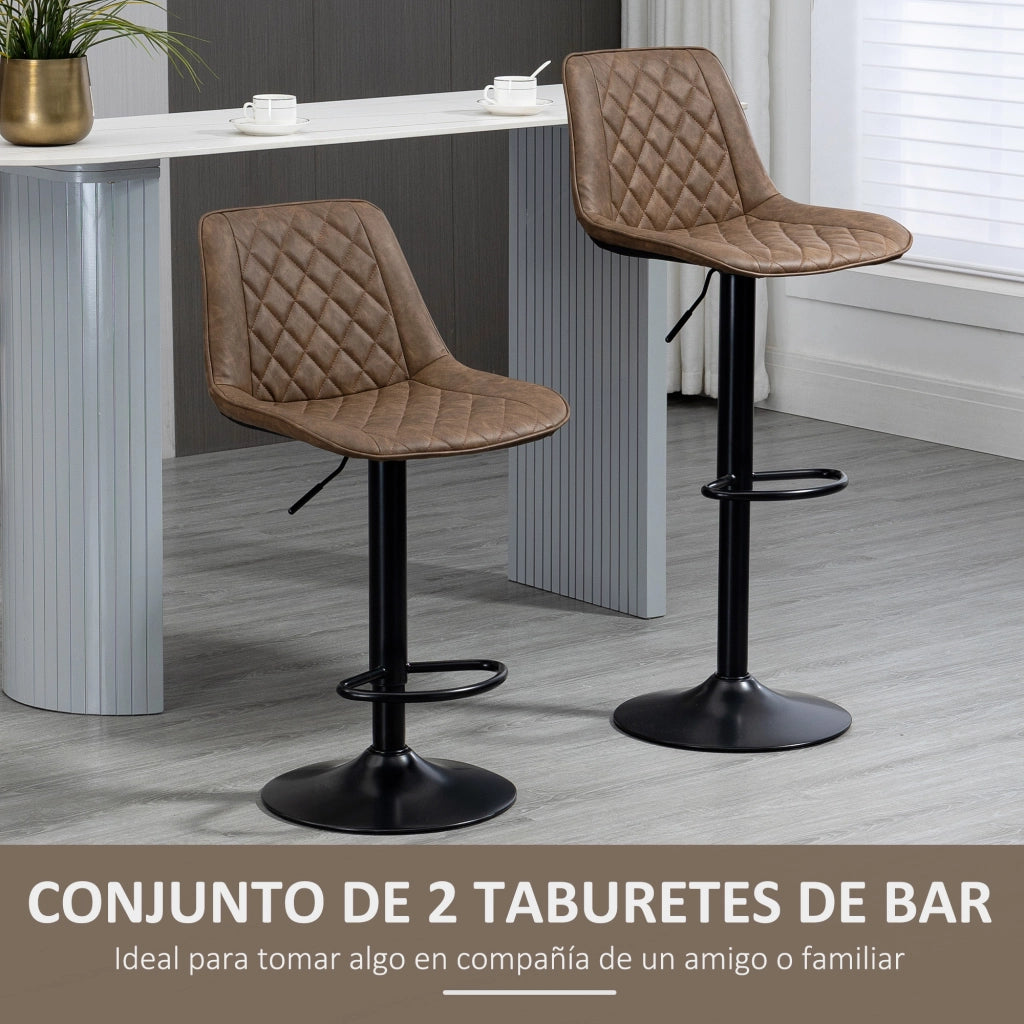 Set di 2 sgabelli da cucina alti con seduta girevole e altezza regolabile ¨C Zephmum ¨C Marrone 46.5x51x86-106 cm