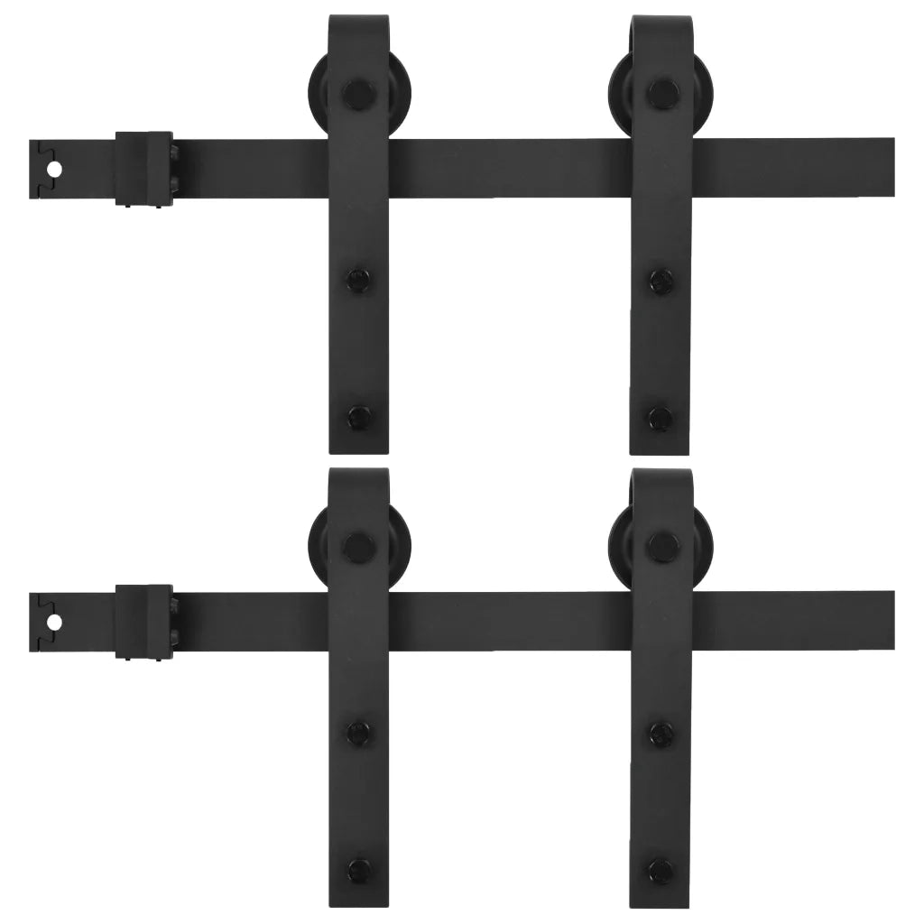 Kit di Binari per Porte Scorrevoli 2 pz 183 cm Acciaio Nero 3059844