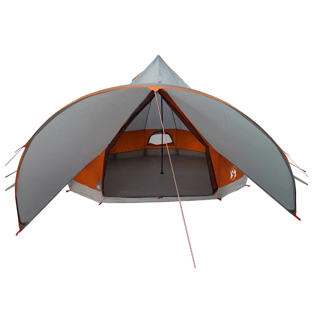 Tenda Teepee per 7 Persone con tetto-Tenda da campeggio Grigio e arancione