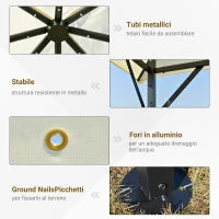 Gazebo da Giardino 3x3m in Metallo con Doppio Tettuccio, Bianco e Crema