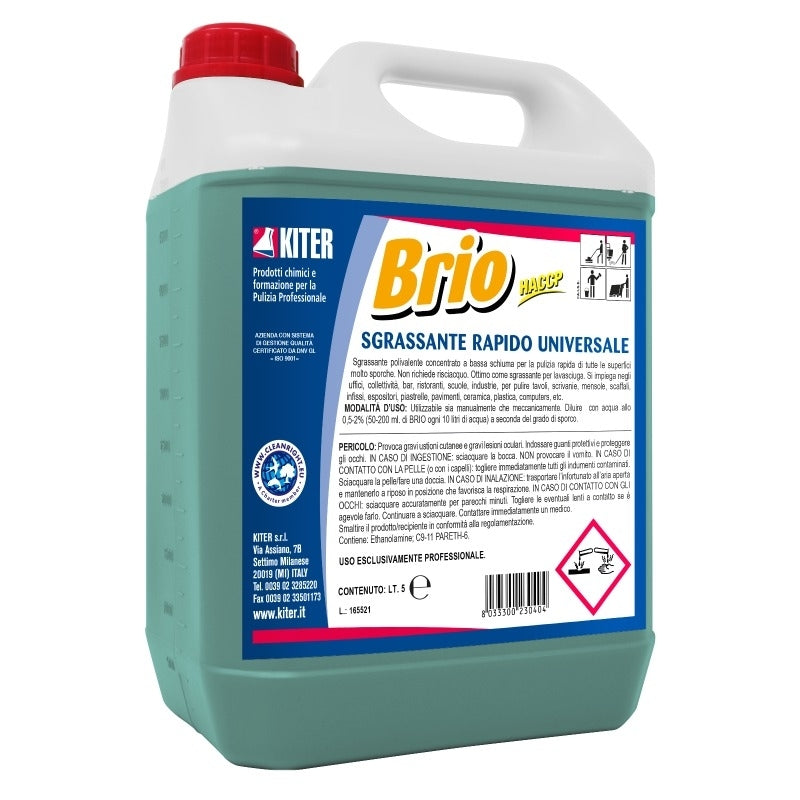 Brio Sgrassante Universale contro Sporco Resistente Senza Risciacquo, 5 L | Kiter