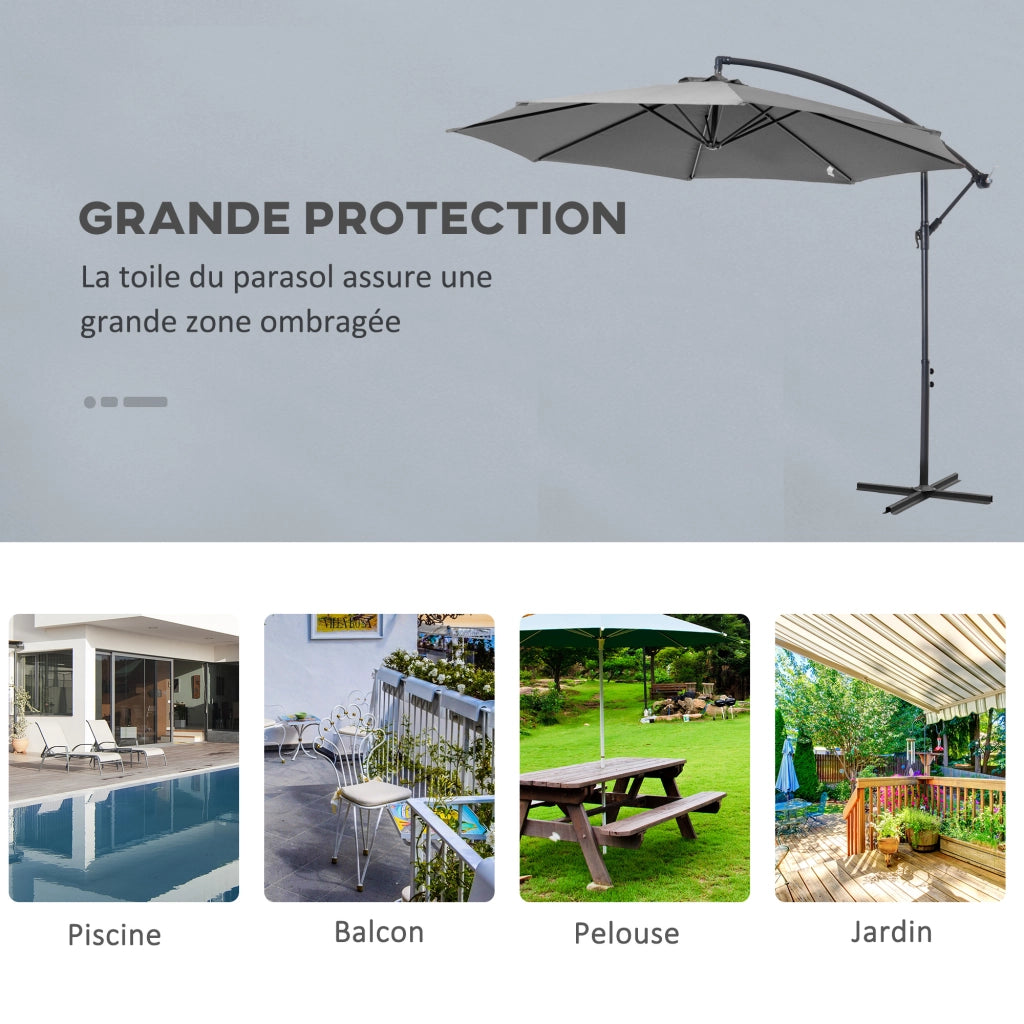 Ombrellone da Giardino Ottagonale Inclinabile con Manovella ¨C zephmum ¨C Grigio 300x250 cm