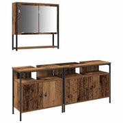 Set di mobili per il Bagno | Armadio da bagno 3 pz Marrone Legno multistrato