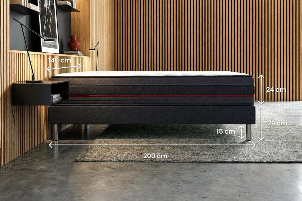 Pacchetto letto completo - Materasso 140x200cm + Box spring con doghe (kit) + 2 cuscini + Piumino - Regen