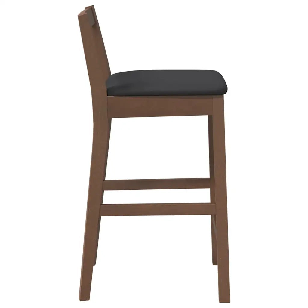 Sgabelli da Bar con Cuscini 2pz Marrone Legno Massello di Hevea
