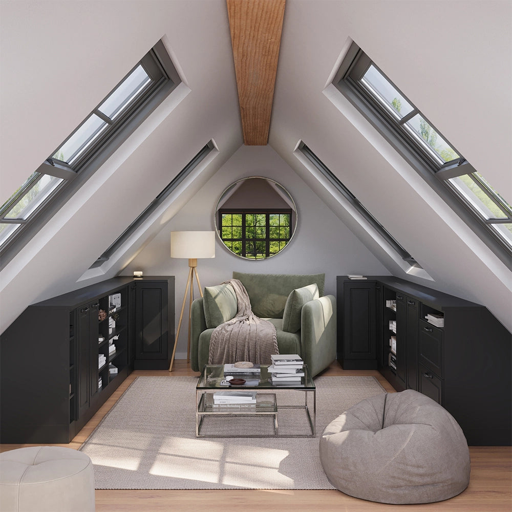 Mobile sottotetto Rion Antracite rustico/Antracite 60 x 83.8 cm con 2 cassetti, carcassa 60 cm profondità Vicco