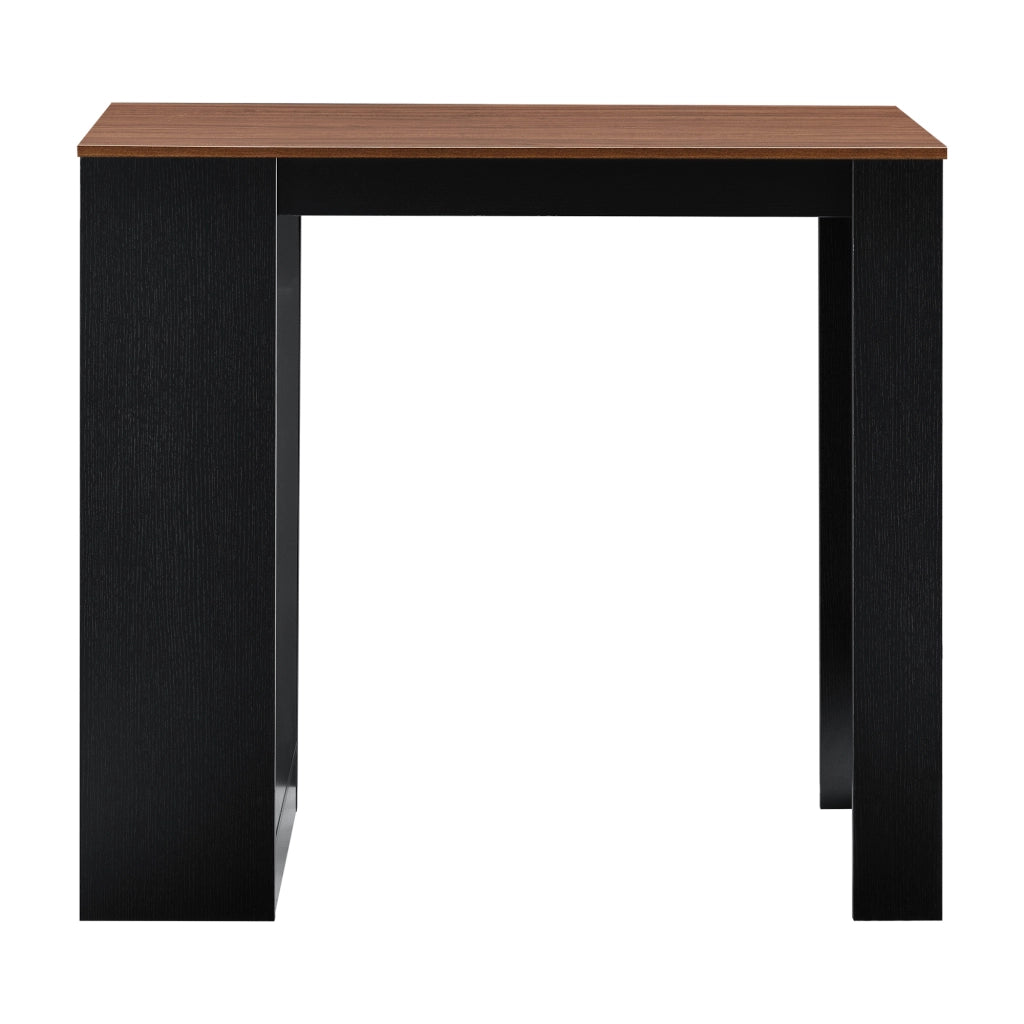 Bancone Tavolo Alto da Bar Kouvola con 3 Scomparti Aperti 110x50x103 cm - Nero/Effetto Noce [en.casa]
