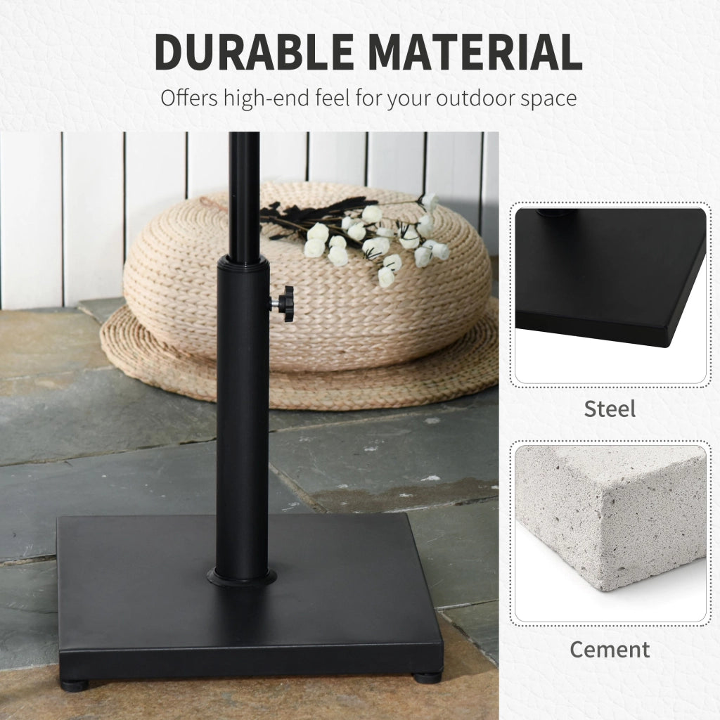 Base per Ombrellone 13kg con Finitura Lucida 40x40x43 cm in Cemento Nero