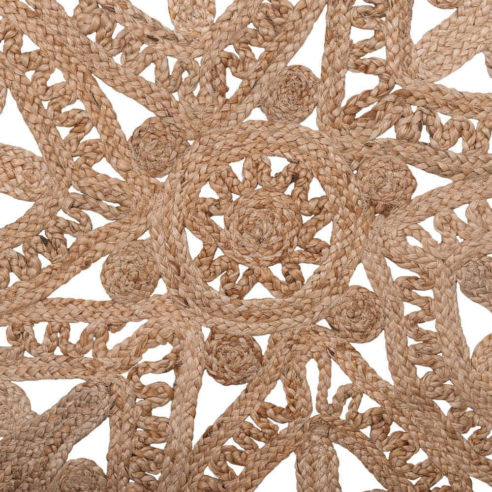Tappeto tappetino Iuta Beige Rotondo Rustico Soggiorno ø 120 cm