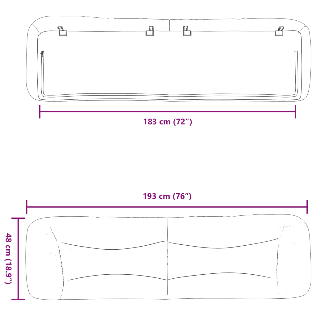 Cuscino Testiera Hvar Grigio Chiaro 183 cm in Tessuto 374612