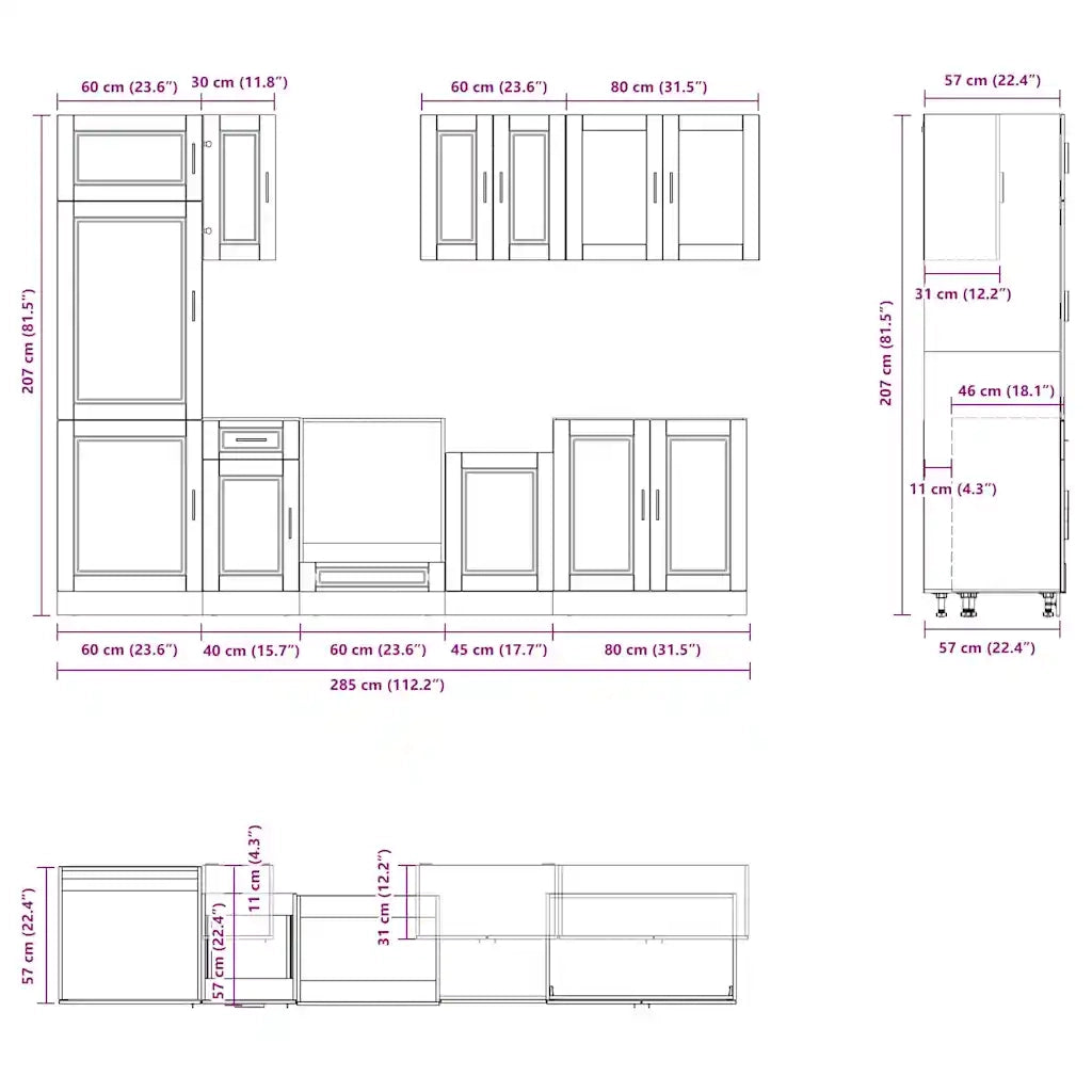 Set Mobili da Cucina 8 pz Porto Bianco Legno Multistrato 3314811