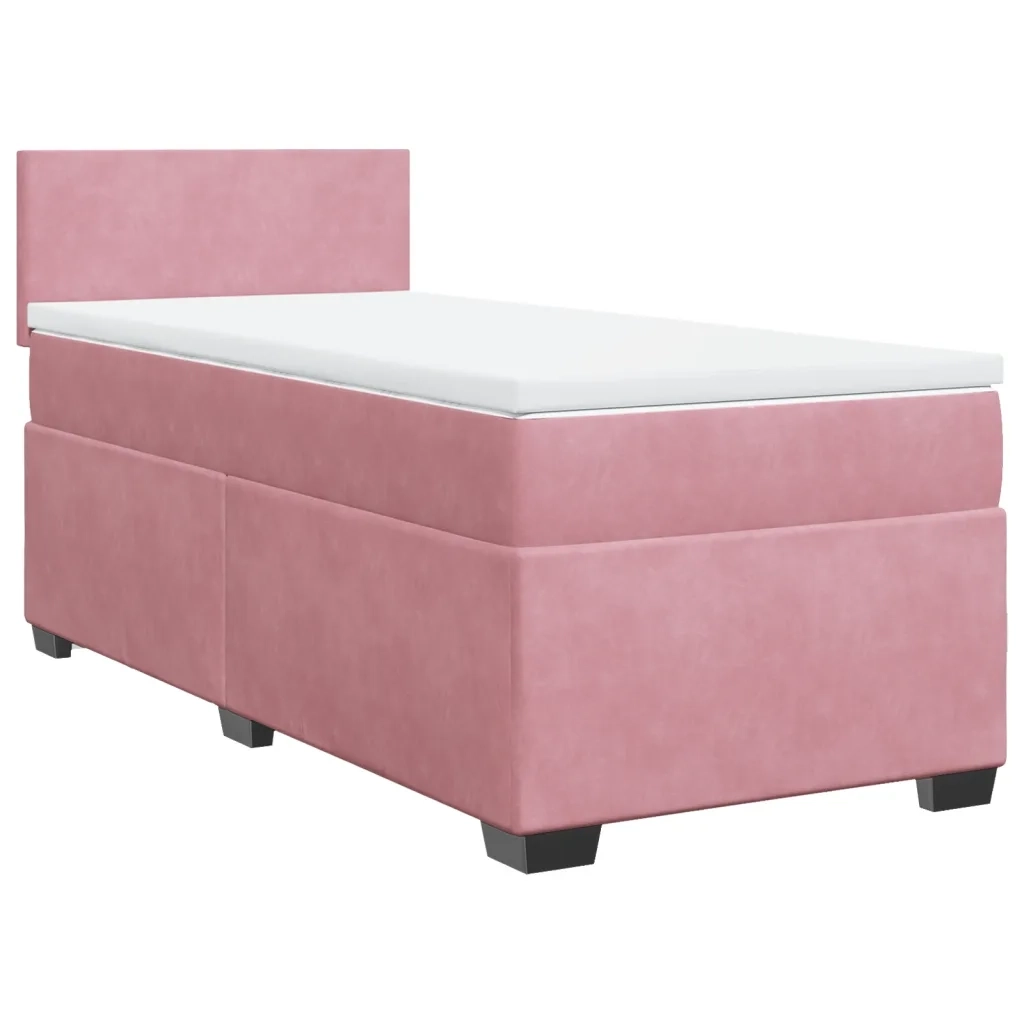 Giroletto a Molle con Materasso Rosa 80x200 cm in Velluto 3288461
