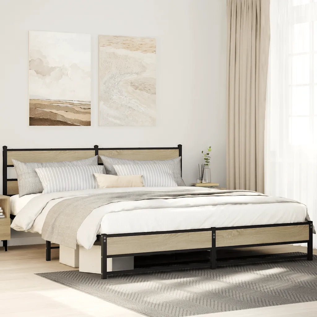 Giroletto senza Materaso in Metallo Rovere Sonoma 183x213 cm 3308500