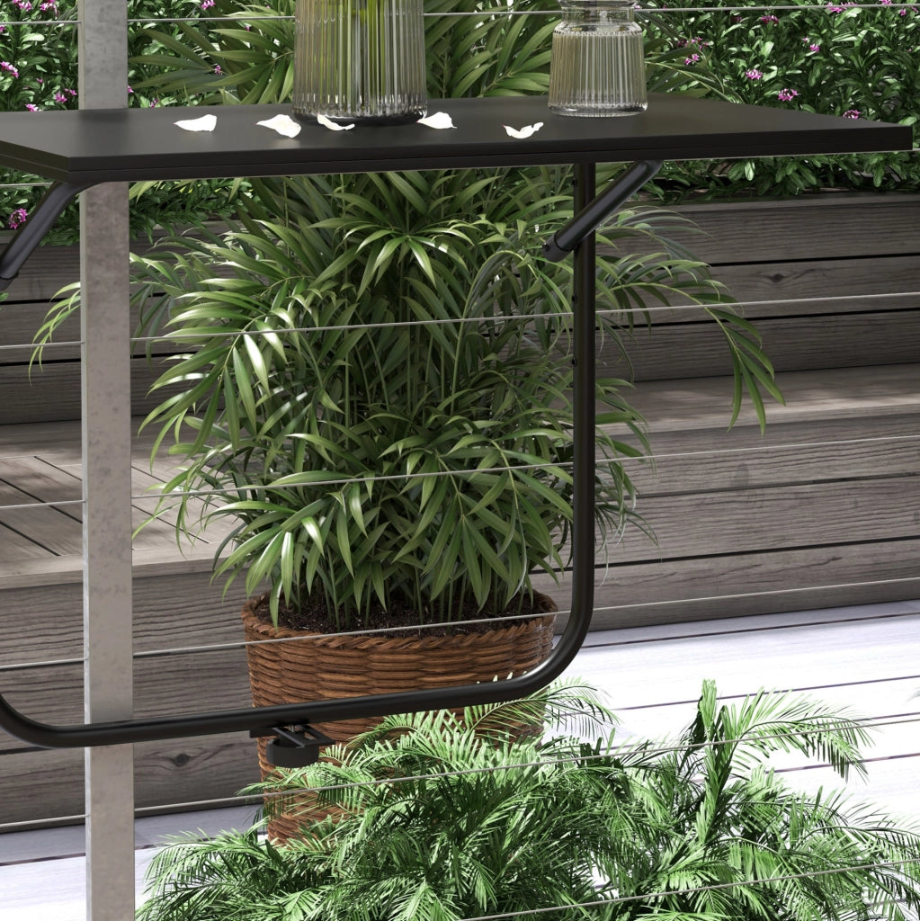 Tavolo da balcone pieghevole sospeso nero 62 x 60 cm, regolabile