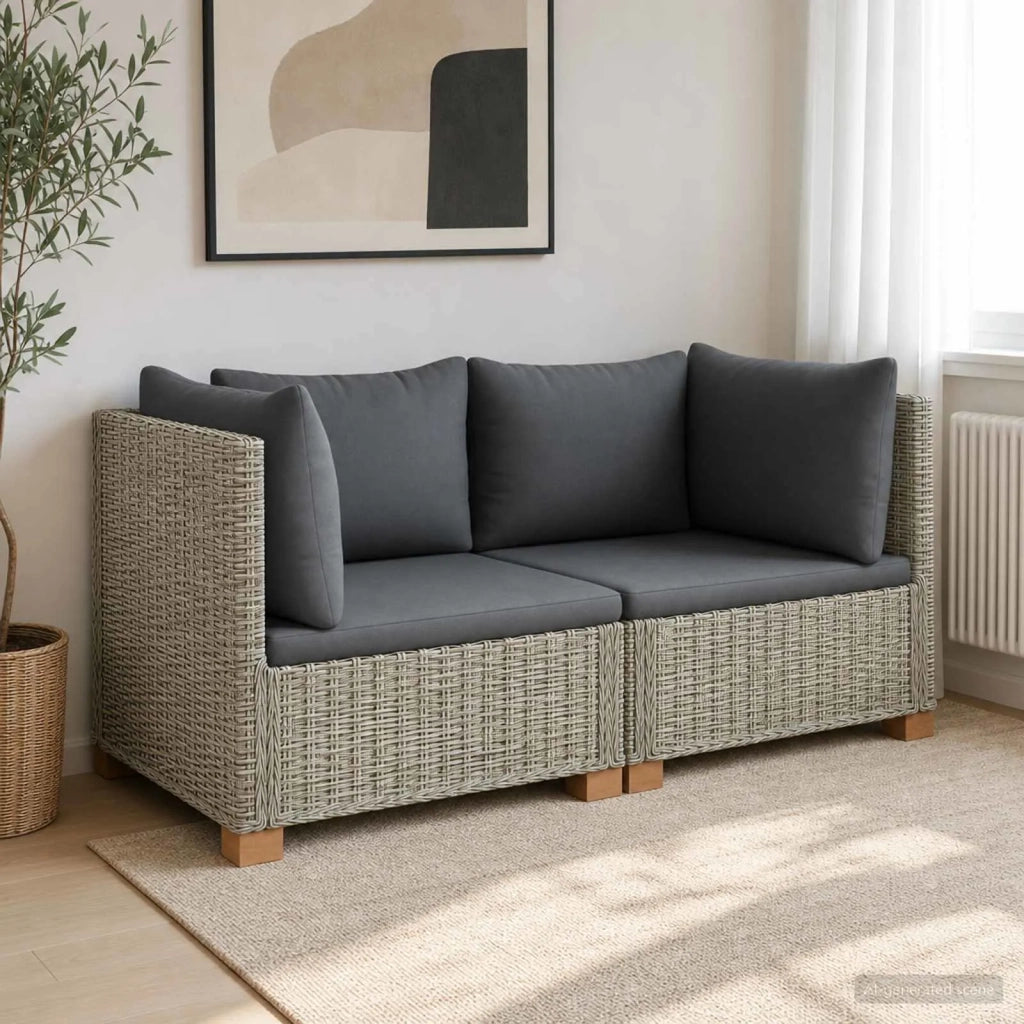 2 pz Set Lounge in Rattan con Cuscini GENDT Rattan naturale 3429857