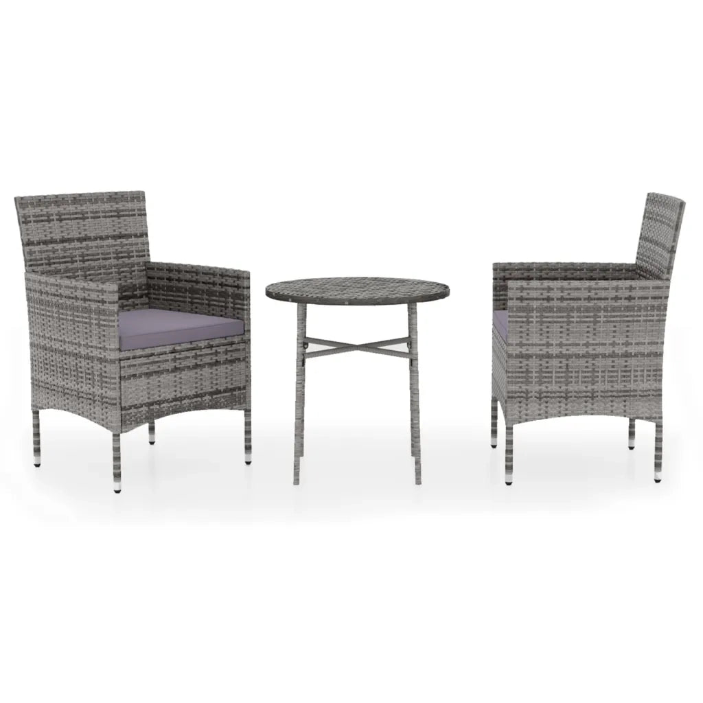 Set Mobili da Pranzo per Giardino 3 pz | Set Salotto da Giardino in Polyrattan Grigio