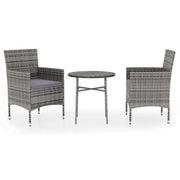 Set Mobili da Pranzo per Giardino 3 pz | Set Salotto da Giardino in Polyrattan Grigio