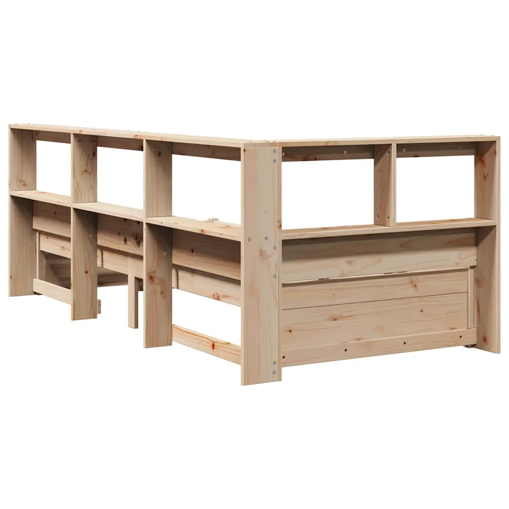 Giroletto con Libreria senza Materasso-Struttura Letto con contenitore 75x190 cm in Legno Pino 160792