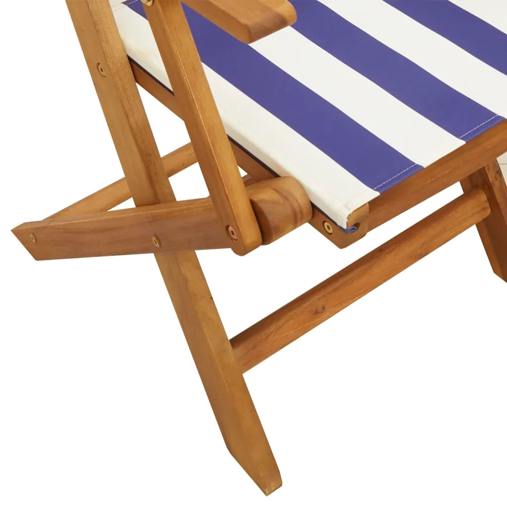 Sedie Giardino 2pz Blu e Bianco Legno Massello Acacia e Tessuto 367674