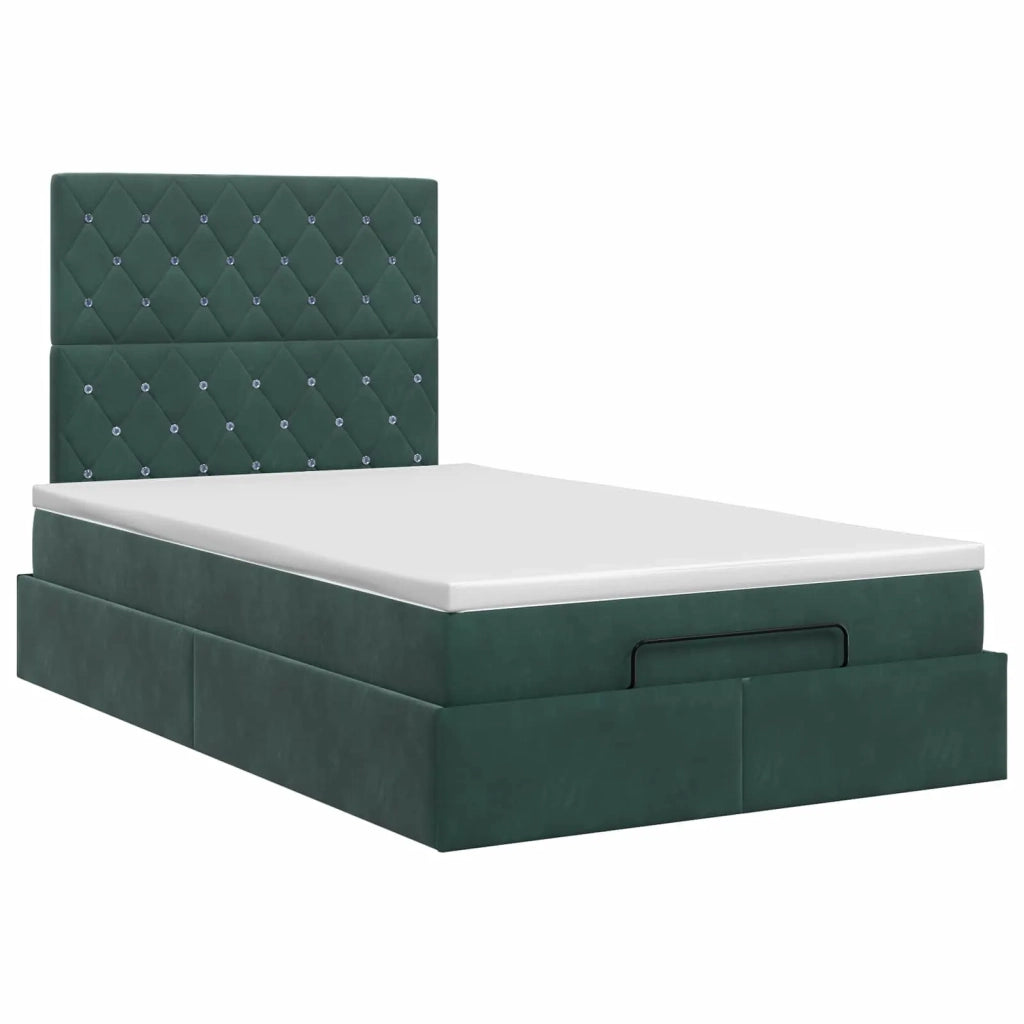 Letto ottomano con materasso Verde Scuro 120 x 190 cm Velluto 3457638