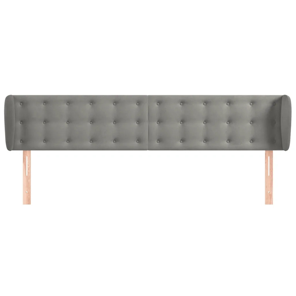 Testiera ad Orecchio Grigio Chiaro 183x23x78/88 cm in Velluto