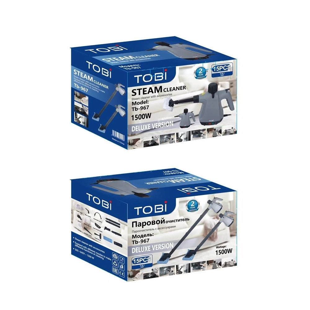 Trade Shop - Pulitore A Vapore Portatile 1500w Con 15 Accessori Per Pulizia Profonda Cucina Bagno Auto -