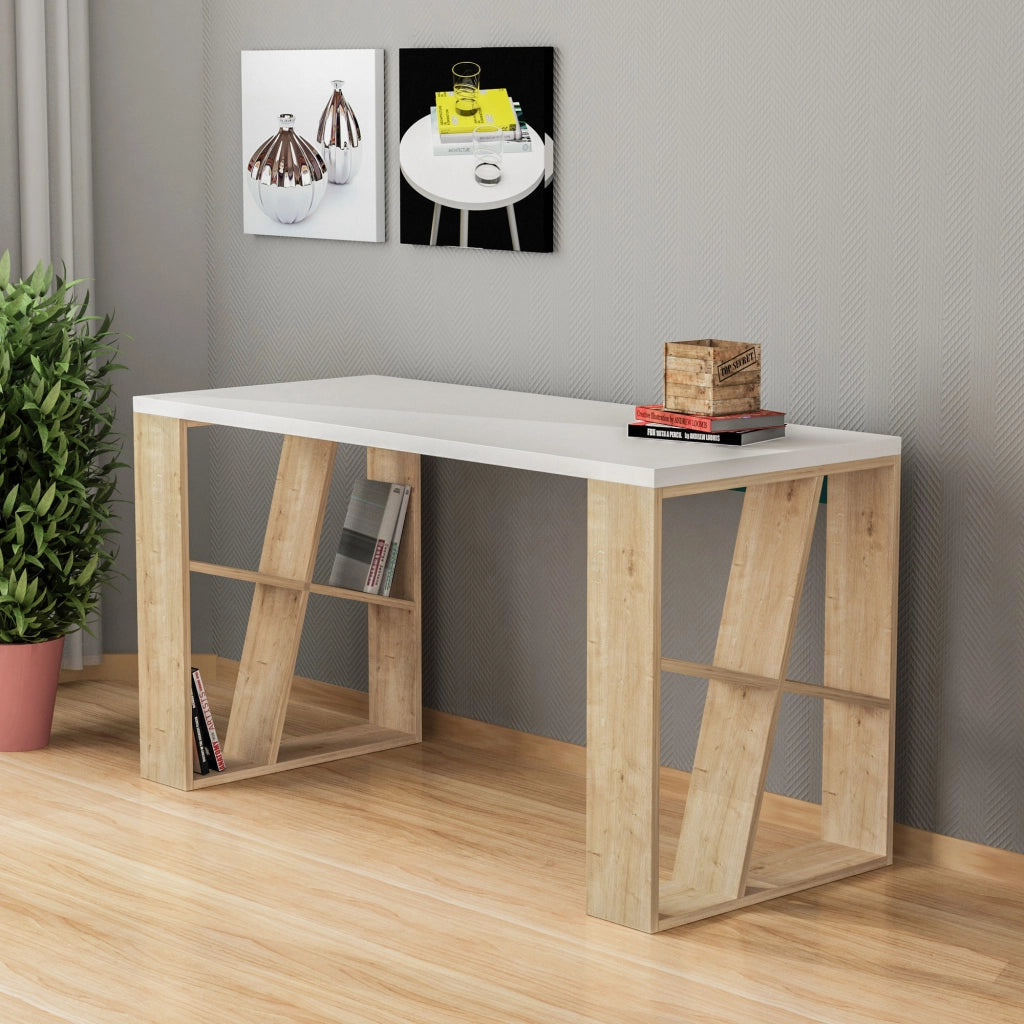 Scrivania in legno "Honey" - 140 x 60 x 75 cm - Rovere bianco