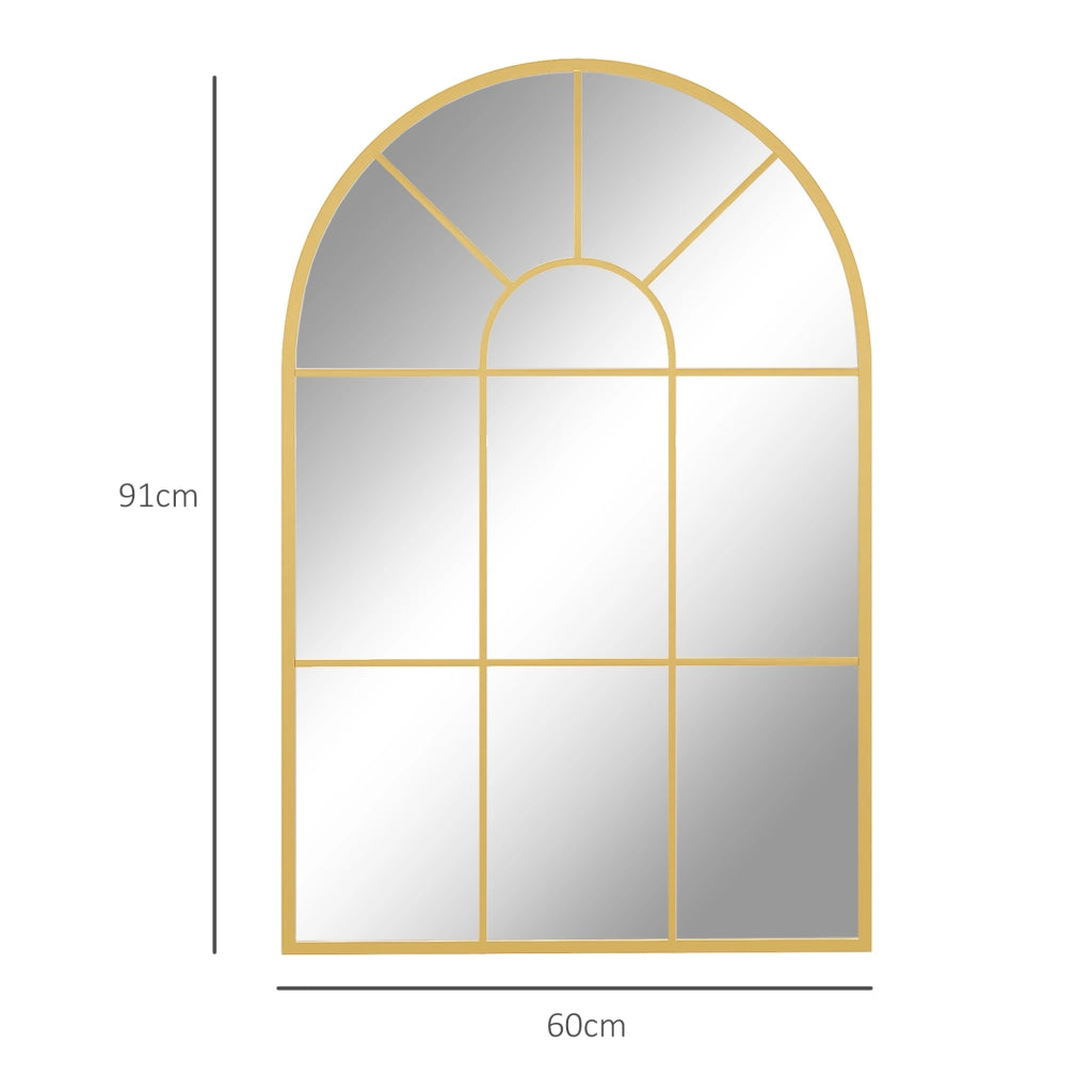 Specchio da parete decorativo 91 x 60 cm con cornice in metallo, finitura oro