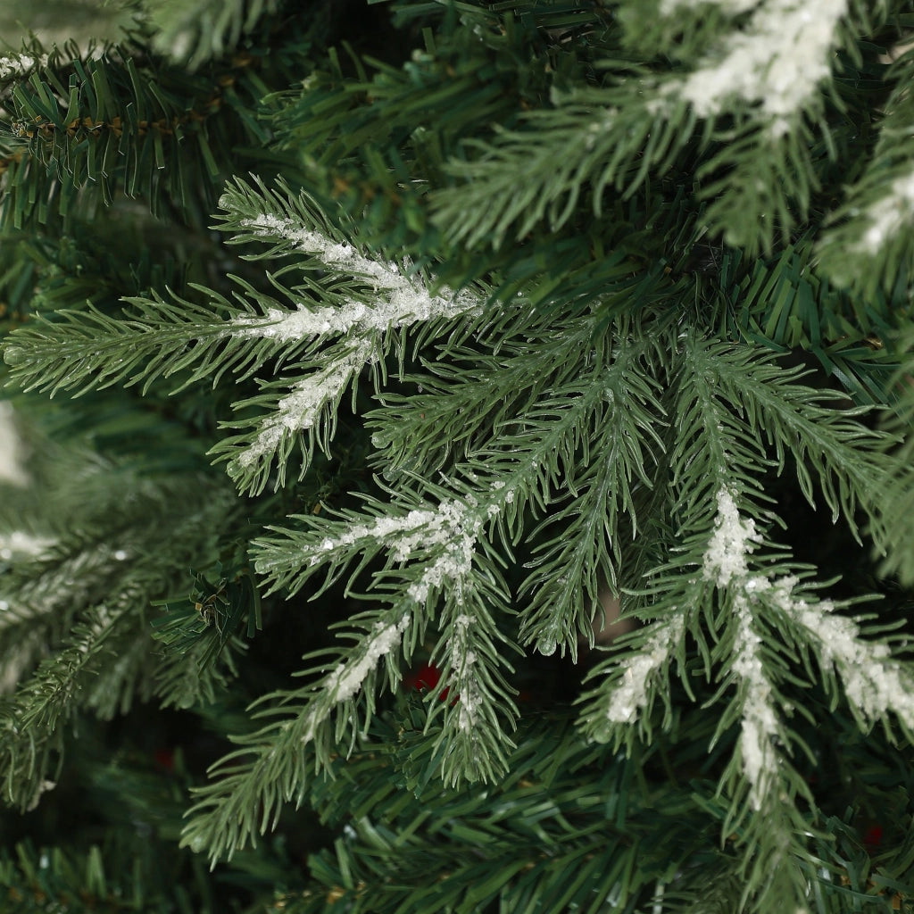 Albero di Natale Artificiale Innevato 180 cm 850 Rami Apertura a Cerniera Verde