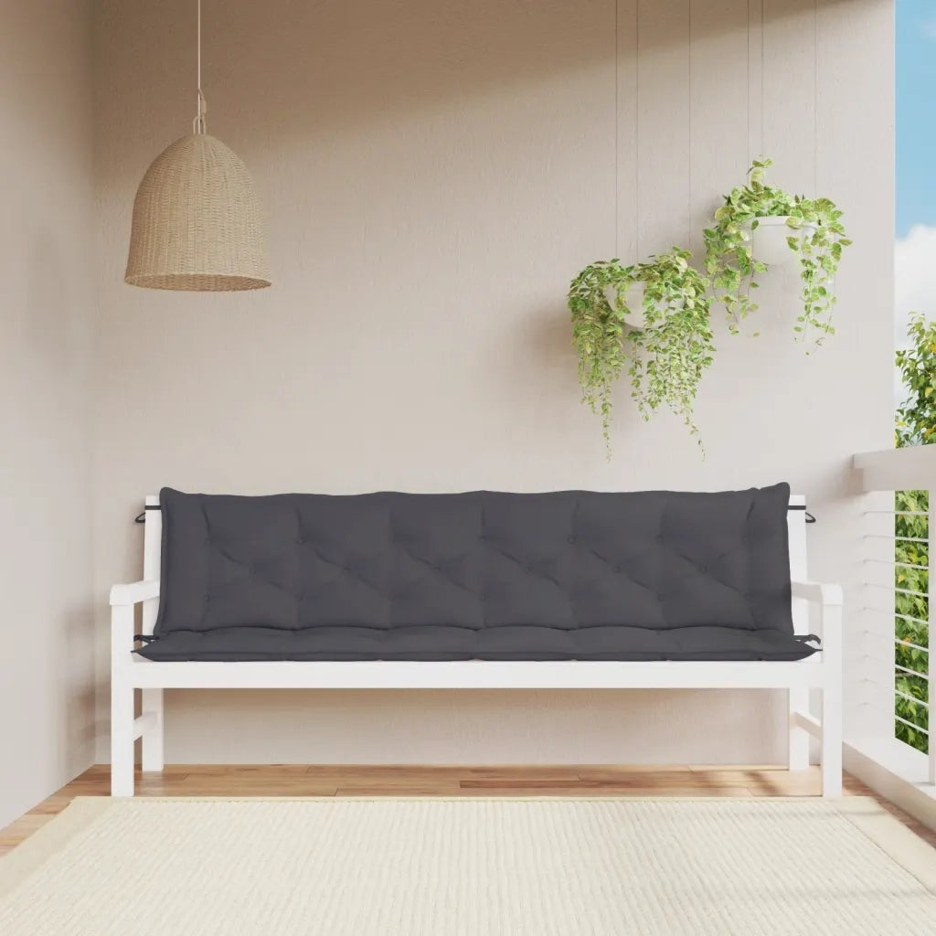 Cuscini per Panca 2 pz-Set di 2 Cuscini per panchina Antracite 200x50x7 cm in Tessuto Oxford